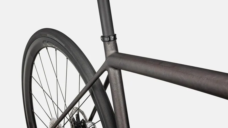 Specialized Aethos S-Works Red AXS Road Bike 2025 Satin Doppio/Gunmetal Dry Brushed/Gold Pearl-5