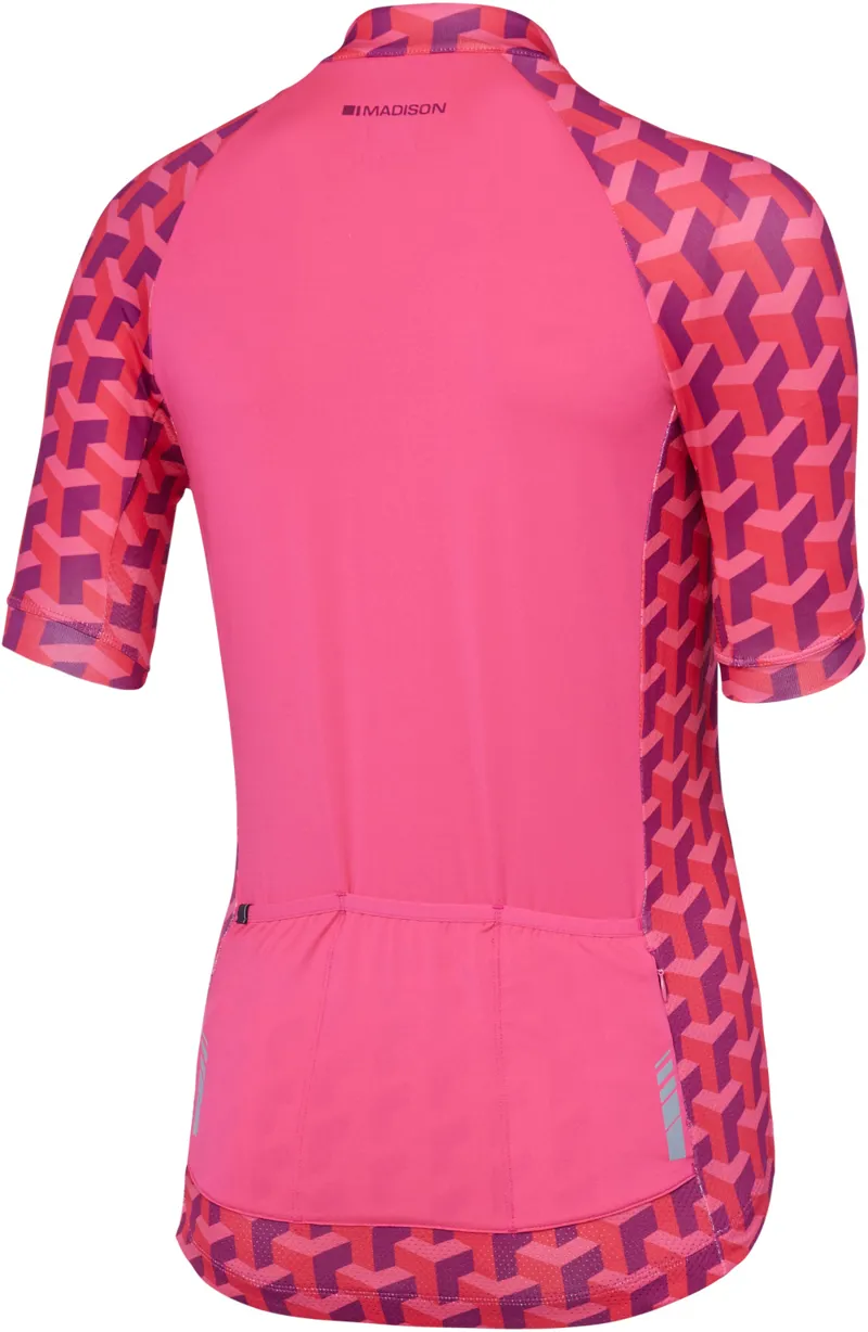 Madison Sportive Womens Geo Camo SS Jersey Pink-1