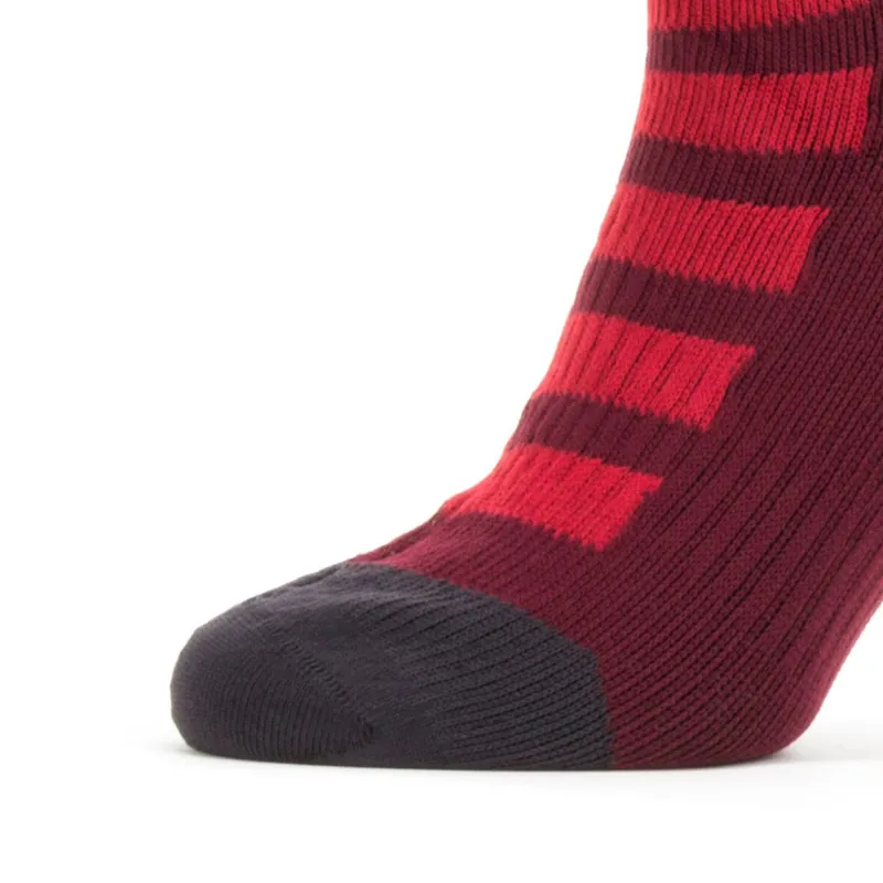 SealSkinz Warm Weather Ankle Length Sock with Hydrostop Red/Grey/White