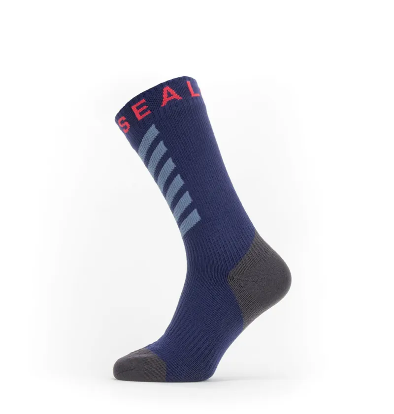 SealSkinz Warm Weather Mid Length Sock with Hydrostop Navy/grey/red