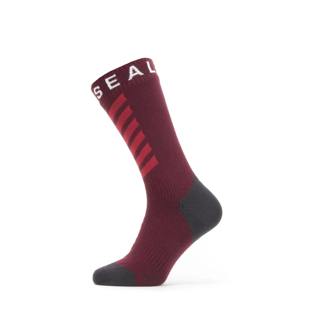 Image of SealSkinz Warm Weather Mid Length Sock with Hydrostop Red/Grey