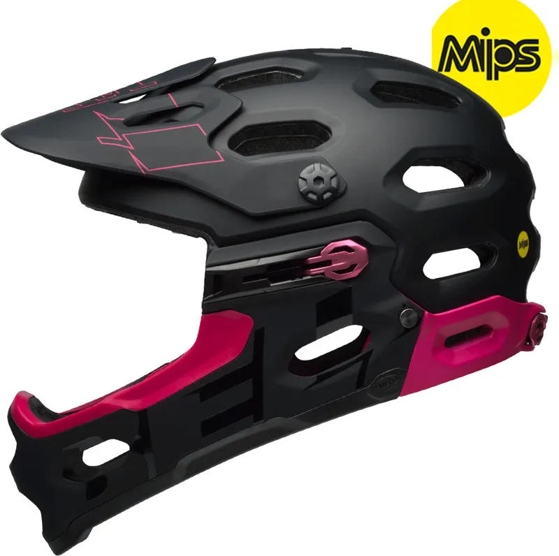 Bell Super 3r Mips Full Face MTB Helmet Gloss Black/Cherry-1