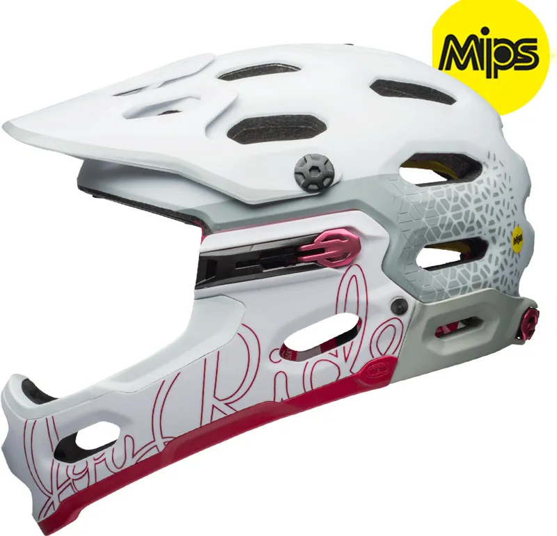 Bell Super 3r Mips Full Face MTB Helmet Gloss White/Cherry-1