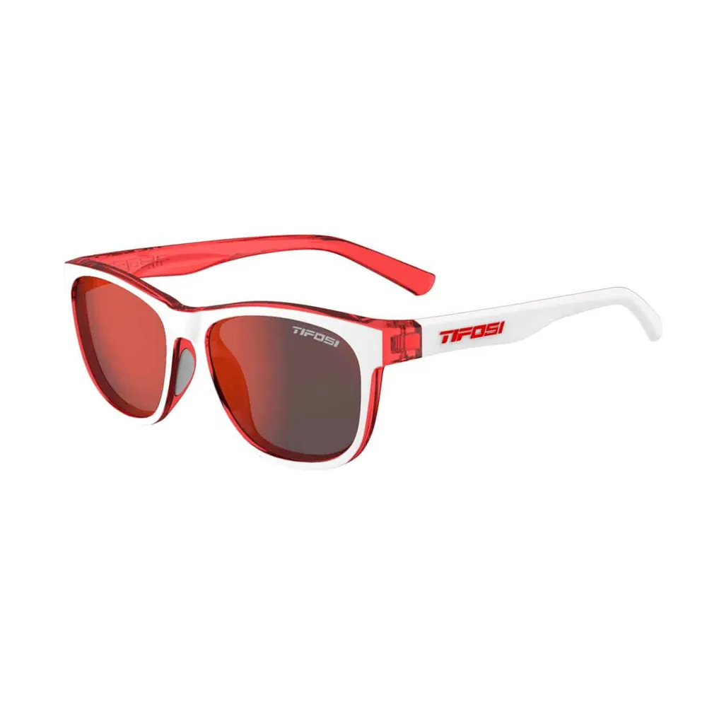 Image of Tifosi Swank Single Lens Sunglasses Icicle Red/Smoke Red