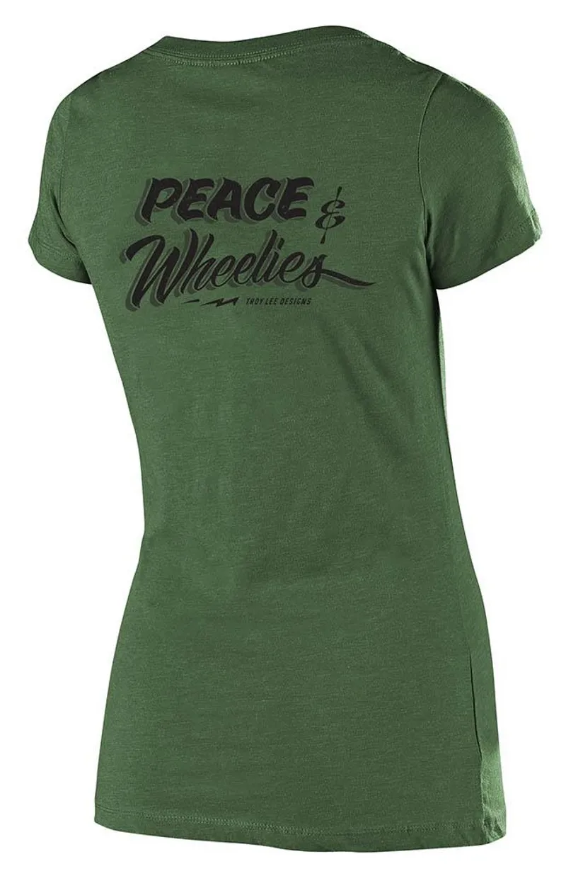 Troy Lee Designs Peace and Wheelies Womens SS Tee Olive-1
