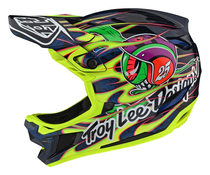 Troy Lee Designs D4 Composite Mips Full Face Helmet Eyeball Flo Yellow-1