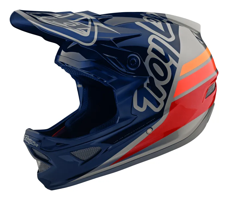 Troy Lee Designs D3 Fiberlite Full Face Helmet Silhouette Navy/Silver