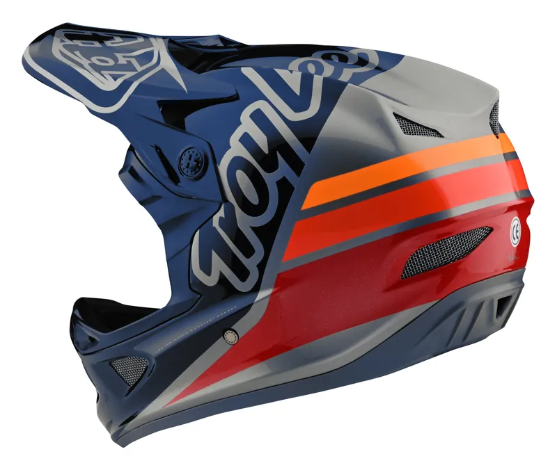Troy Lee Designs D3 Fiberlite Full Face Helmet Silhouette Navy/Silver-1