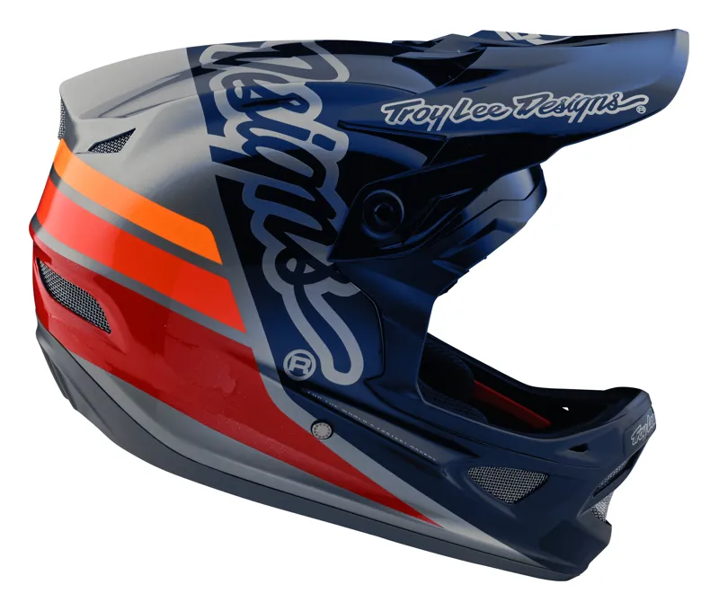 Troy Lee Designs D3 Fiberlite Full Face Helmet Silhouette Navy/Silver-3