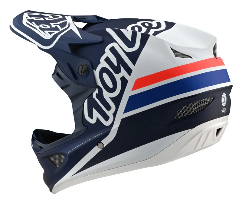 Troy Lee Designs D3 Fiberlite Full Face Helmet Silhouette Navy/White-1
