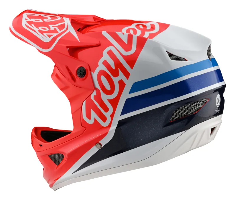 Troy Lee Designs D3 Fiberlite Full Face Helmet Silhouette Red/White-1