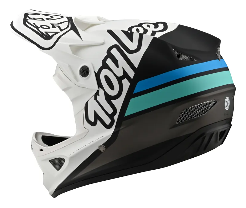 Troy Lee Designs D3 Fiberlite Full Face Helmet Silhouette White/Navy-1