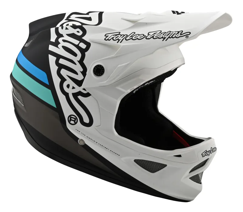 Troy Lee Designs D3 Fiberlite Full Face Helmet Silhouette White/Navy-3