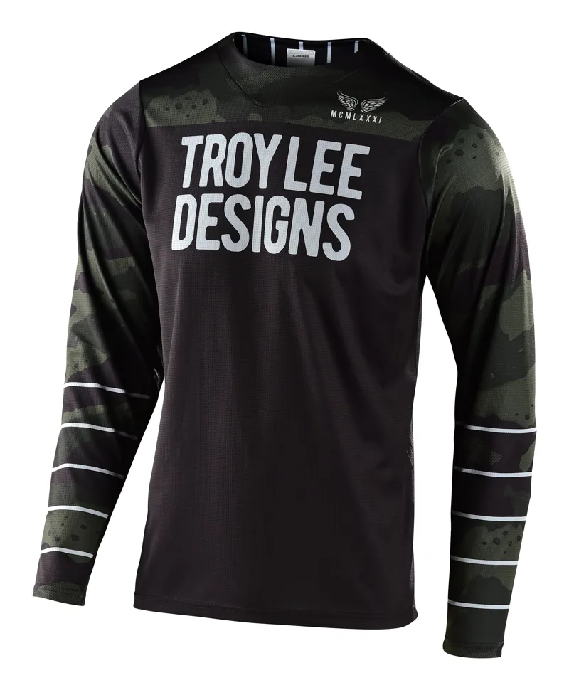 Troy Lee Designs Skyline LS Jersey Pinstripe Camo Green/Black