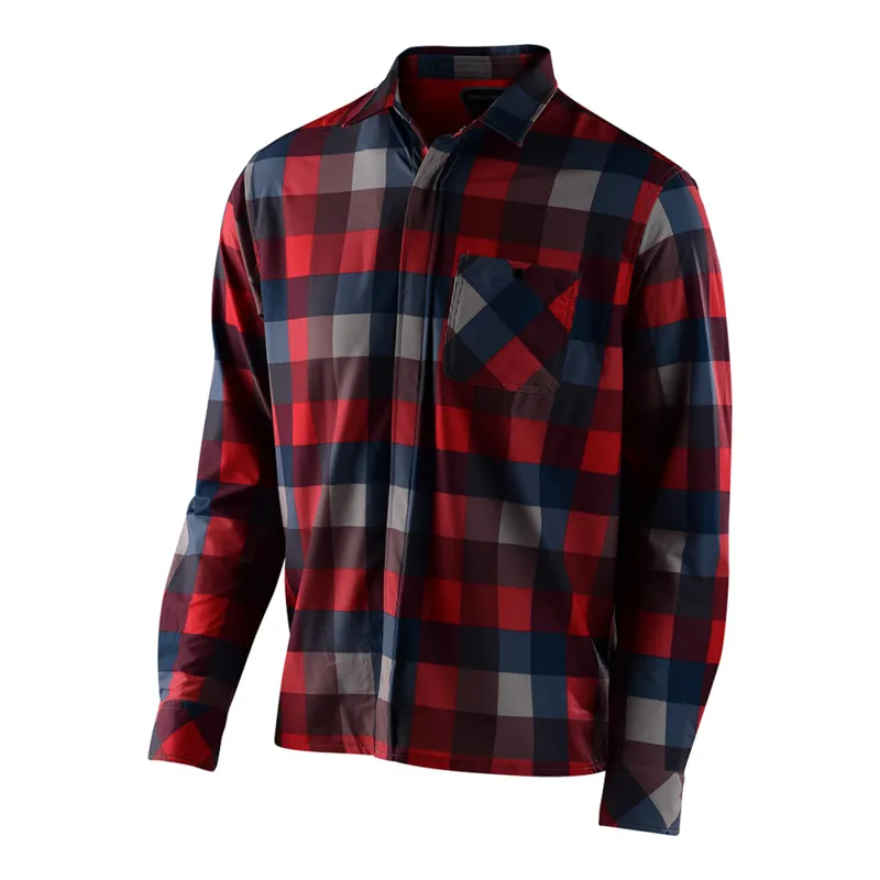Troy Lee Designs Grind Flannel Long Sleeve Plaid Red-1