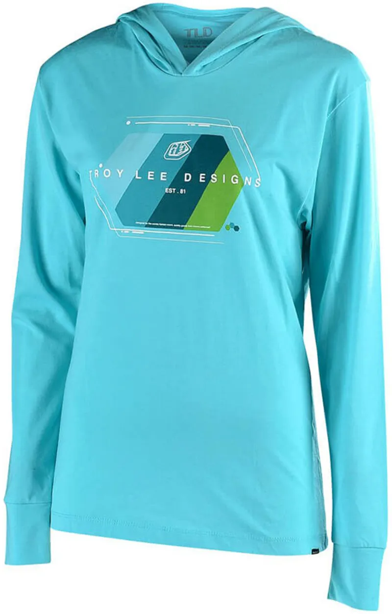 Troy Lee Designs Womens Technical Fade Pullover Hoodie Tahiti Blue