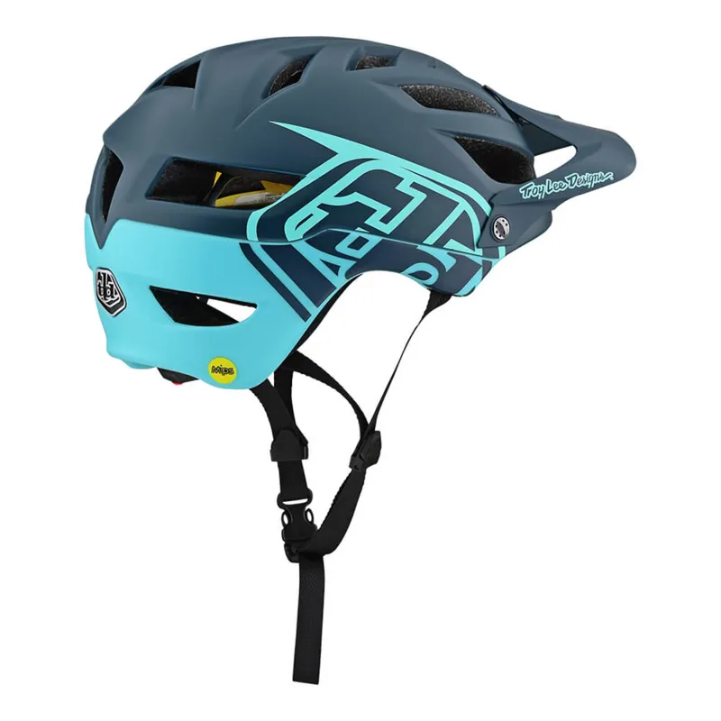 Troy Lee Designs A1 Mips Helmet Classic Dark Grey/Aqua-1