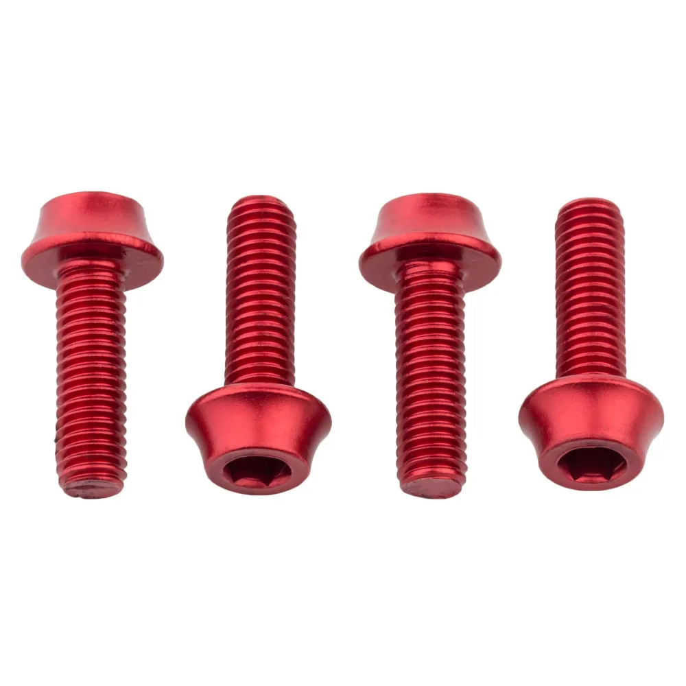 Image of Wolf Tooth Water Bottle Cage Bolts 4 Pack Red