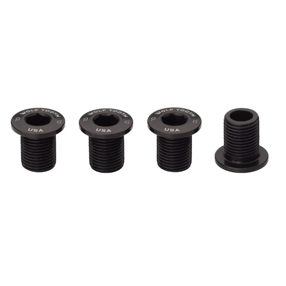 Image of Wolf Tooth Chainring Bolts x4 For M8 Threaded Chainring 10mm Black