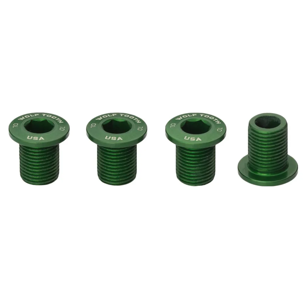 Wolf Tooth Wolf Tooth Chainring Bolts x4 For M8 Threaded Chainring 10mm Green