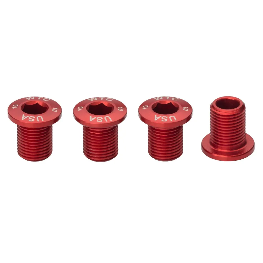Wolf Tooth Wolf Tooth Chainring Bolts x4 For M8 Threaded Chainring 10mm Red