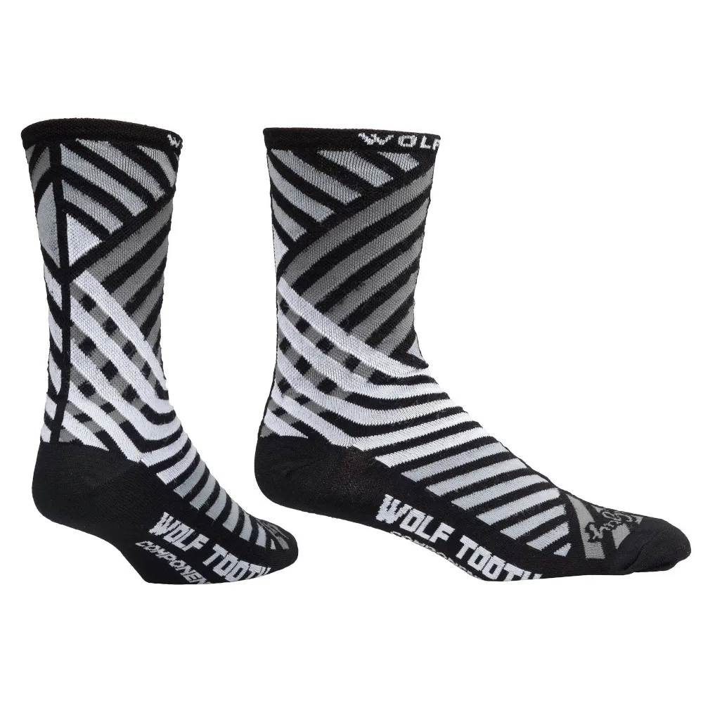 Image of Wolf Tooth Sock Guy Grid Pattern Wool Socks Black/White