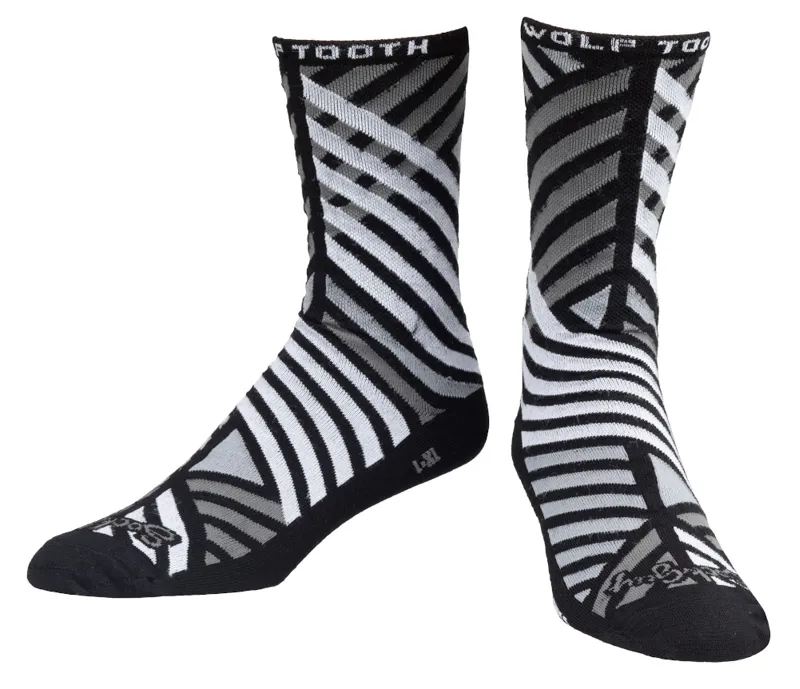 Wolf Tooth Sock Guy Grid Pattern Wool Socks Black/White-1
